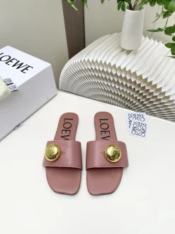 LOEWE Slides & Slippers Leather (Pink-Gold) EU34-41 B30202606031734109