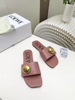 Alternative view of LOEWE Slides & Slippers Leather (Pink-Gold) EU34-41 B30202606031734109