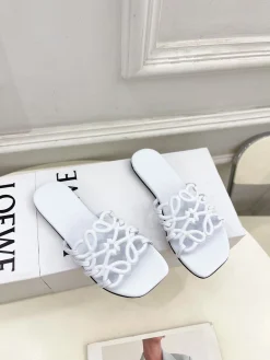 Alternative view of LOEWE Slides & Slippers Leather (White-Black) EU35-39 B30202606031711109