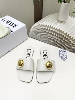 LOEWE Slides & Slippers Leather (White-Gold) EU34-41 B30202606031717109