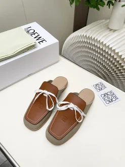 Alternative view of LOEWE Slides & Slippers Suede-Leather (Brown-Khaki-White) EU35-41 B60202606031745119