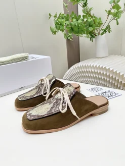 LOEWE Slides & Slippers Suede-Snakeskin (Brown-Beige) EU35-41 B60202606031747119