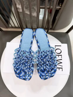 LOEWE Slides & Slippers Textile (Blue-White-Black) EU35-41 B10202606031743109