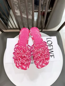 LOEWE Slides & Slippers Textile (Pink-White) EU35-41 B10202606031735109