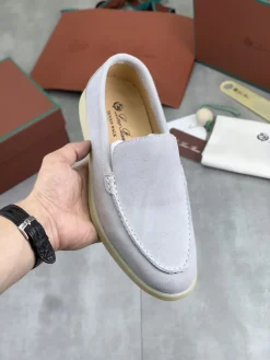 Alternative view of LORO PIANA Flats & Loafers Suede (Light Gray-Cream) EU38-45 B60202606031770119