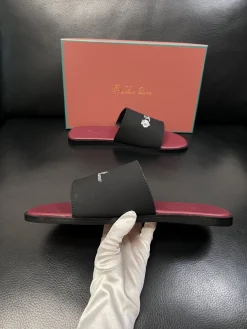 LORO PIANA Slides & Slippers Leather (Black-Burgundy) EU38-46 A8020260603179499