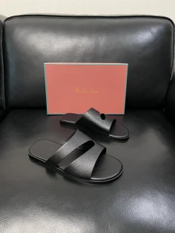 Alternative view of LORO PIANA Slides & Slippers Leather (Black) EU39-44 A8020260603179199
