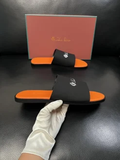 LORO PIANA Slides & Slippers Leather (Black-Orange) EU38-46 A8020260603178299