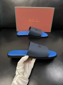 LORO PIANA Slides & Slippers Leather (Blue-Black) EU39-44 A8020260603179699