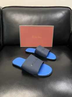 Alternative view of LORO PIANA Slides & Slippers Leather (Blue-Black) EU39-44 A8020260603179699