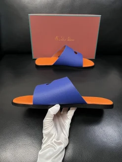 LORO PIANA Slides & Slippers Leather (Blue-Orange-Black) EU38-46 A8020260603179799