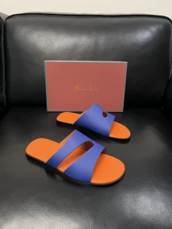 Alternative view of LORO PIANA Slides & Slippers Leather (Blue-Orange-Black) EU38-46 A8020260603179799