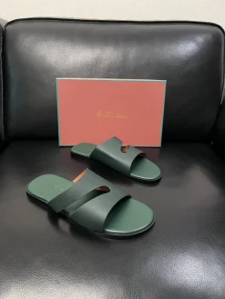 Alternative view of LORO PIANA Slides & Slippers Leather (Dark Green) EU39-44 A8020260603180699
