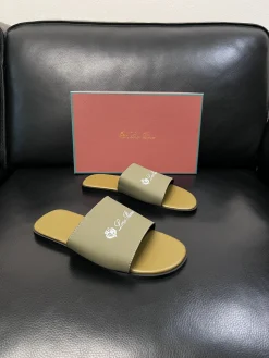 Alternative view of LORO PIANA Slides & Slippers Leather (Green-Yellow-Black) EU38-46 A8020260603178599