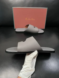 LORO PIANA Slides & Slippers Leather (Grey) EU39-44 A8020260603180499
