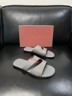 Alternative view of LORO PIANA Slides & Slippers Leather (Grey) EU39-44 A8020260603180499