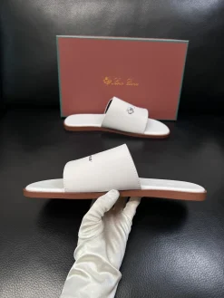LORO PIANA Slides & Slippers Leather (White-Brown) EU39-44 A8020260603178899