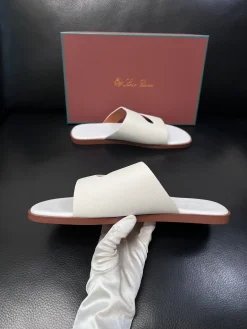 LORO PIANA Slides & Slippers Leather (White-Brown) EU39-44 A8020260603181099