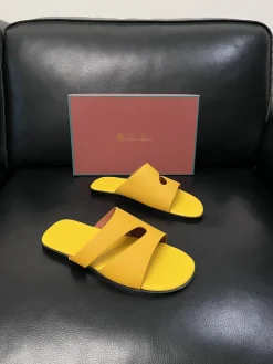 Alternative view of LORO PIANA Slides & Slippers Leather (Yellow-Black) EU38-46 A8020260603181399