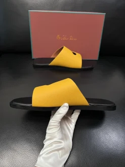 LORO PIANA Slides & Slippers Leather (Yellow-Black) EU39-44 A8020260603181299