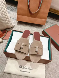 Alternative view of LORO PIANA Slides & Slippers Suede (Beige-Brown) EU33-42 B20202606031816109