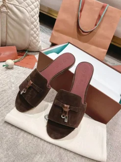 LORO PIANA Slides & Slippers Suede (Brown) EU33-42 B20202606031821109
