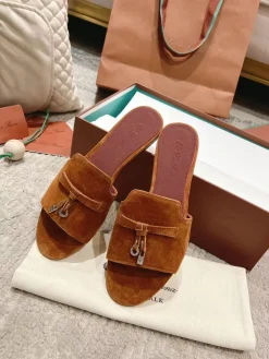 LORO PIANA Slides & Slippers Suede (Brown) EU33-42 B20202606031823109