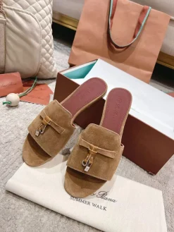 Alternative view of LORO PIANA Slides & Slippers Suede (Brown-Pink) EU33-42 B20202606031822109