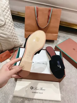 Alternative view of LORO PIANA Slides & Slippers Suede (Navy-Pink) EU33-42 B20202606031825109