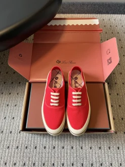 Alternative view of LORO PIANA Sneakers & Trainers Canvas (Red-White) EU35-40 B80202606031841129