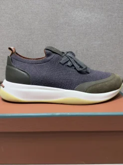LORO PIANA Sneakers & Trainers Knit-Suede (Gray-Green-White-Brown) EU38-44 B21202606031840109