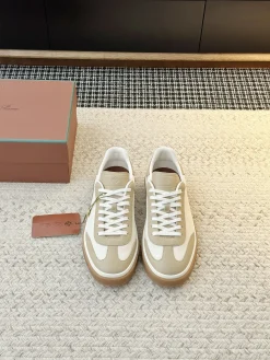 LORO PIANA Sneakers & Trainers Leather-Canvas (Beige-White-Brown) EU35-45 B60202606031853119
