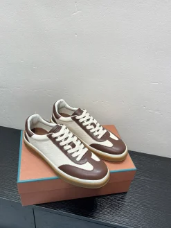 LORO PIANA Sneakers & Trainers Leather-Canvas (Brown-White) EU38-45 B50202606031833119