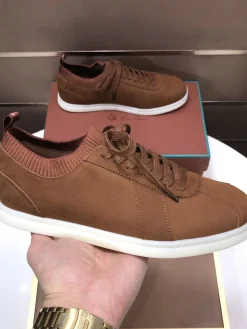 Alternative view of LORO PIANA Sneakers & Trainers Leather-Knit (Brown-White) EU38-46 B70202606031867119