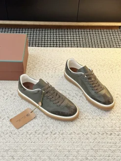 LORO PIANA Sneakers & Trainers Leather-Suede (Dark Green-Brown-White) EU35-45 B60202606031856119
