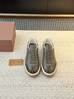 Alternative view of LORO PIANA Sneakers & Trainers Leather-Suede (Dark Green-Brown-White) EU35-45 B60202606031856119