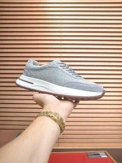 LORO PIANA Sneakers & Trainers Mesh-Suede (Grey-White-Brown) EU39-44 B50202606031891119