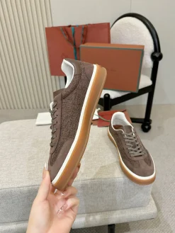 LORO PIANA Sneakers & Trainers Suede-Fabric (Brown-White-Gum) EU38-46 B50202606031879119