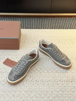 LORO PIANA Sneakers & Trainers Suede-Fabric (Grey-White-Brown) EU35-45 B60202606031897119