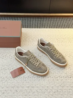 LORO PIANA Sneakers & Trainers Suede-Fabric (Khaki-White-Brown) EU35-45 B60202606031878119