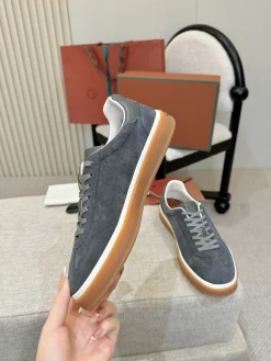 LORO PIANA Sneakers & Trainers Suede (Gray-White-Brown) EU38-46 B50202606031872119