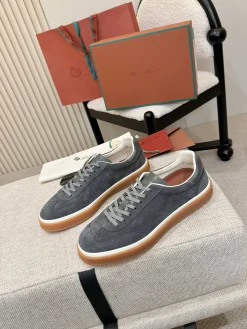 LORO PIANA Sneakers & Trainers Suede (Grey-Brown-White) EU38-46 B60202606031873119