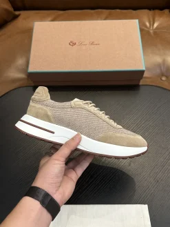 LORO PIANA Sneakers & Trainers Suede-Mesh (Beige-White-Brown) EU39-44 B50202606031888119