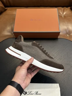 LORO PIANA Sneakers & Trainers Suede-Mesh (Brown-White) EU39-44 B50202606031896119