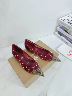 Alternative view of LOUBOUTIN Flats & Loafers Mesh-Leather (Burgundy-White-Gold) EU35-42 C20202606033182139
