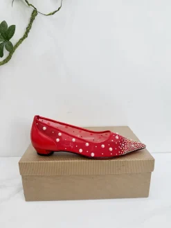 LOUBOUTIN Flats & Loafers Mesh-Leather (Red-White-Clear) EU35-42 C20202606033183139
