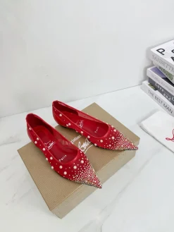 Alternative view of LOUBOUTIN Flats & Loafers Mesh-Leather (Red-White-Clear) EU35-42 C20202606033183139