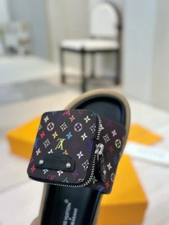 Alternative view of LV Slides & Slippers Canvas-Leather (Black-Multi-Color) EU35-45 B0020260603221799