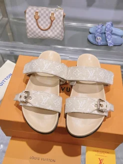 LV Slides & Slippers Canvas-Leather (Black-White-Beige-Pink-Blue) EU35-45 A5020260603213089
