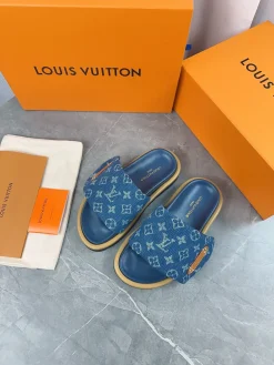 LV Slides & Slippers Canvas-Leather (Brown-Black-Blue-White) EU35-45 A6020260603219289